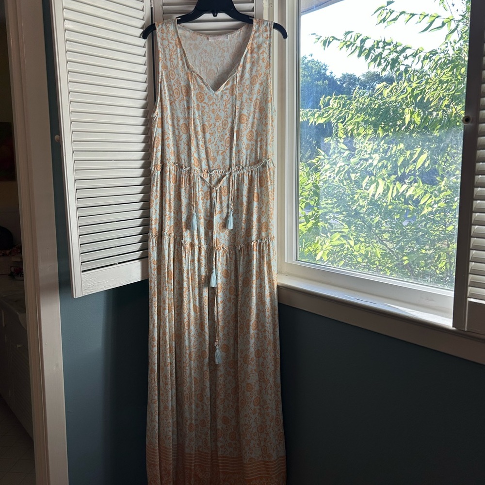 Ces Femme Turquoise and Orange Maxi Dress in large.